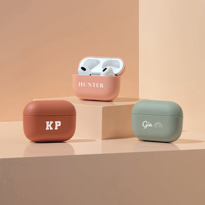 Personalised AirPods 3rd Generation Cases in pink green and orange